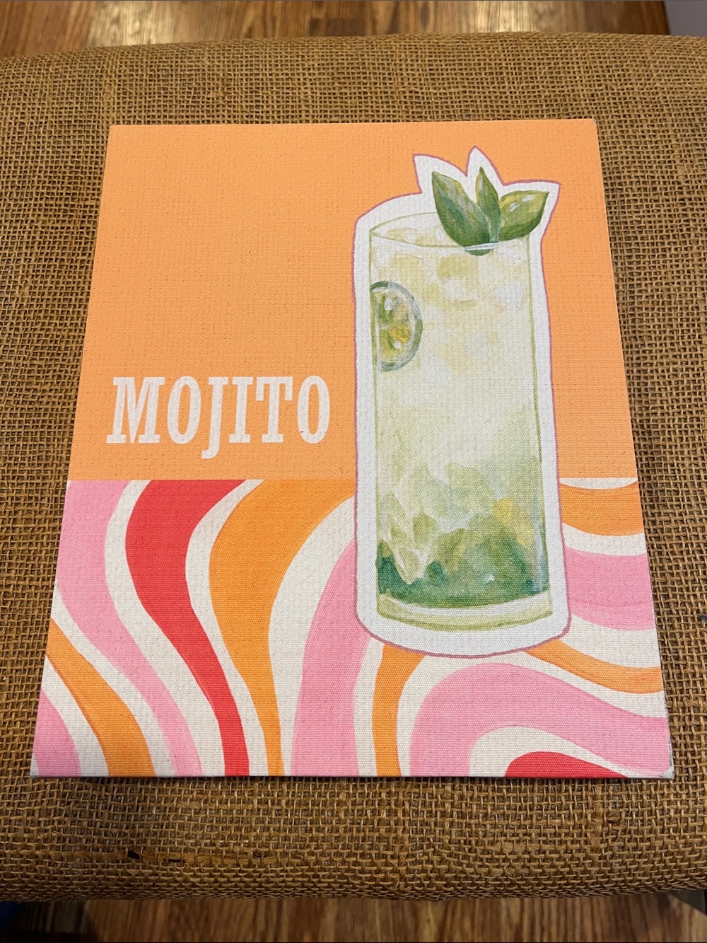 Mojito Canvas Wall Art in Peach, Pink and Green